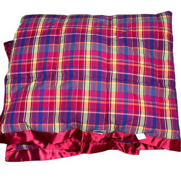 Company Store Queen Comforter Blanket Bed Cover Satin Edge Cotton Red Pl…